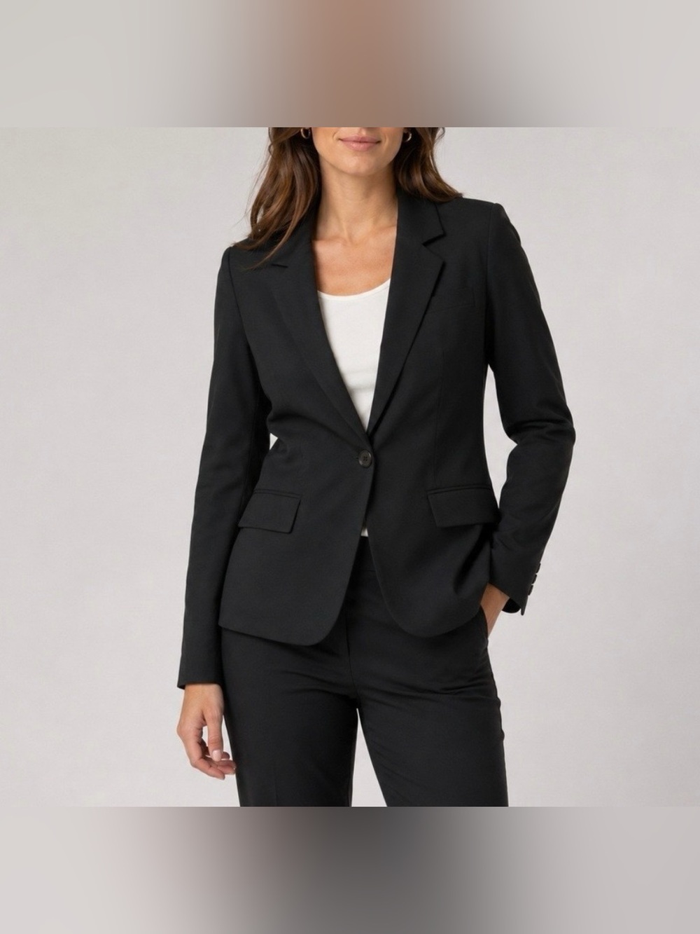 Theory Gabe N Edition Wool Blend Black Single-Button Blazer Size 2 Academia Chic
